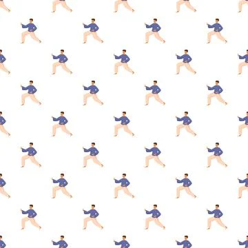 Man practicing tai chi or qigong in a repeating pattern Stock Illustration