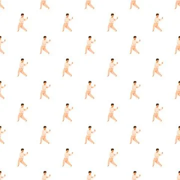 Man practicing tai chi qigong martial arts seamless pattern イラスト素材