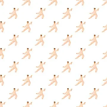 Man practicing tai chi qigong seamless pattern イラスト素材