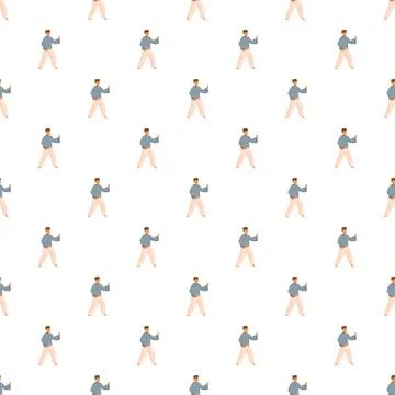 Man practicing tai chi qigong seamless pattern Stock Illustration