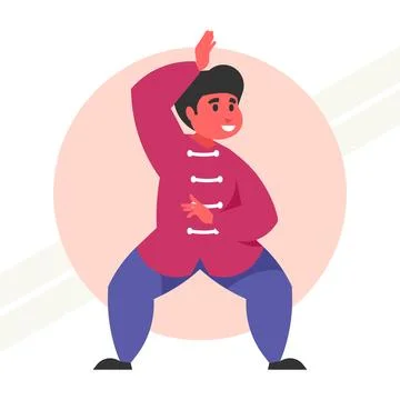 Man-practicing-wushu Stock Illustration