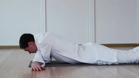 Man practicing yoga. Coach yoga. Stock Footage 59730129