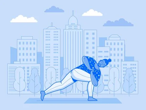Man Practicing Yoga in Open Air City Park Ilustración de archivo