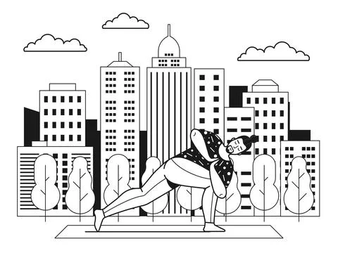 Man Practicing Yoga in Open Air City Park Stock Illustration