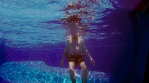 MAN PRACTICING YOGA UNDER WATER. Stock Footage 74444164