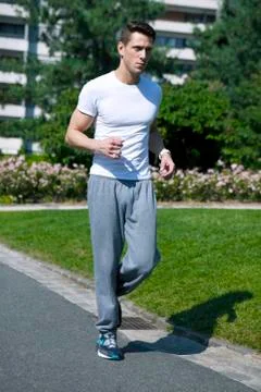 Man practising a sport Stock Photos