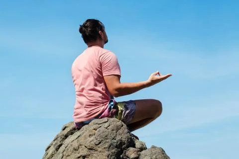 Man practising yoga Stock Photos