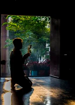A man pray buddha Stock Photos
