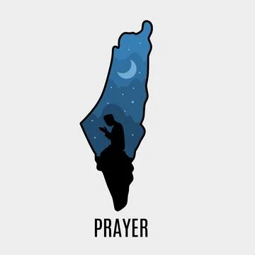 A man pray in the middle of the night Stock Illustration