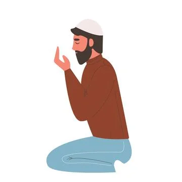 Man in prayer position with hands raised イラスト素材