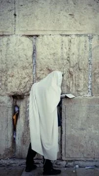 Man prayer in the Wailing Wall, Jerusalem. Israel. Stock Photos