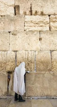 Man prayer in the Wailing Wall, Jerusalem. Israel. Stock Photos