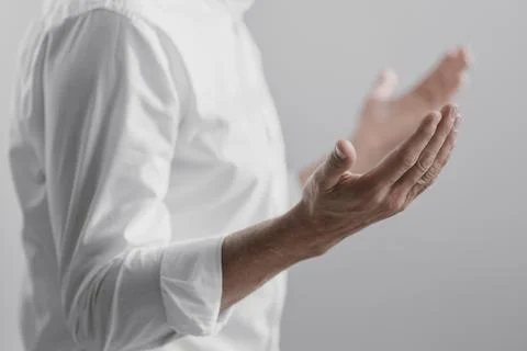 Man praying alone divinity home . High quality and resolution beautiful photo Stock Photos