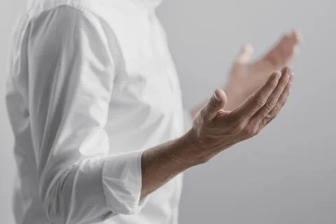 Man praying alone divinity home . High quality and resolution beautiful pho.. Stock Photos