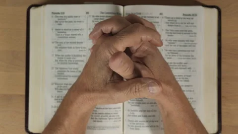 A man praying as he reads the Bible Stock Footage 219954165