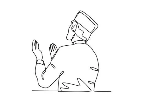 A man praying in a mosque Stock Illustration