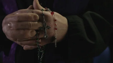 Man Praying With Rosary Stock Footage 92548295