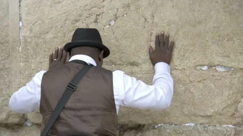 Man praying in the Western Wall.  Jerusalem. Israel Stock-Footage 48264082