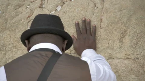 Man praying in the Western Wall.  Jerusalem. Israel Stock-Footage 48264116