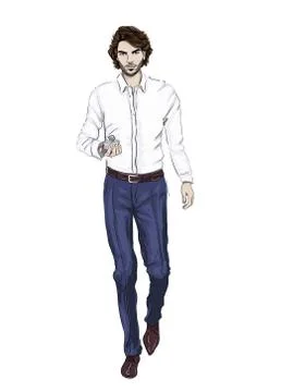 Man with prefume bottle Stock Illustration
