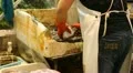 Man Prepare a Fish for a Customer in Chinese Fishery Shop Hong Kong Market Store HD Footage