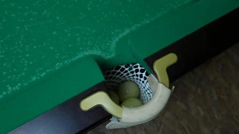 Man prepares billiard balls for the start of the game, rear view Stock Footage 270723677