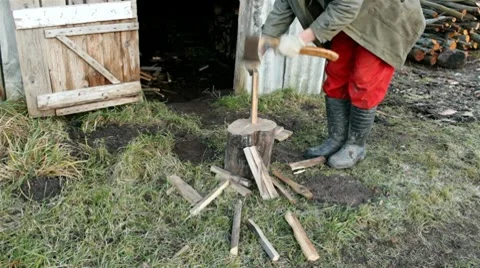 Man prepares firewood Video stock 10580448