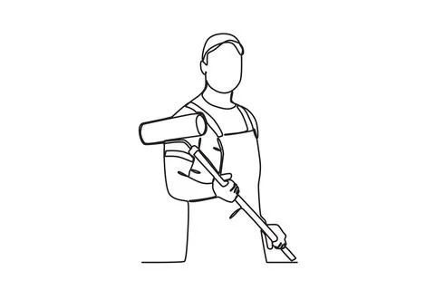 A man prepares to paint the house Stock Illustration