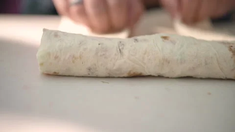 Man prepares shawarma at a picnic. Stock Footage 142189849