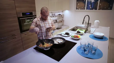 Man Prepares Vegetables Meat Stock Footage 63655504