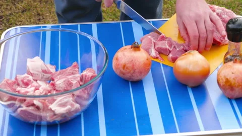 Man preparing barbecue in nature Video stock 167486589