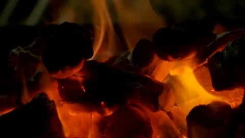 A man preparing BBQ. Flaming Barbecue Grill, Healthy eating concept Stock Footage 139479768