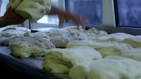 Man preparing bread. Dough. Stock Footage 70428237