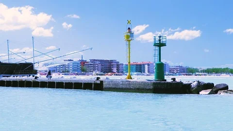 Man preparing to fish in the pier Stock Footage 77243584
