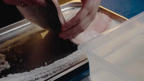 Man preparing fish salmon 스톡 동영상 135522335