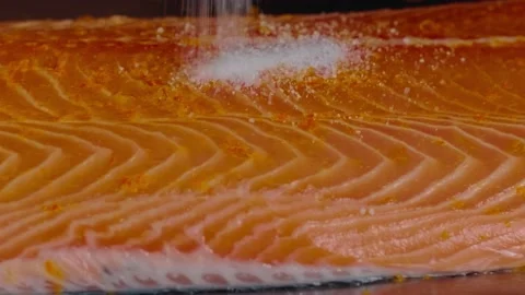 Man preparing fish salmon 스톡 동영상 135522344