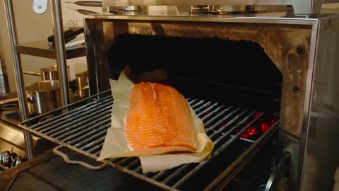 Man preparing fish salmon 스톡 동영상 135522349