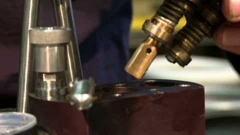 A man preparing gas equipment close up view Stock Footage 87859370