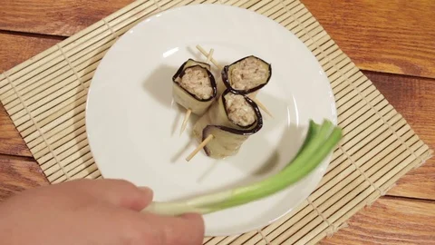 Man preparing homemade meals on table. Stock Footage 71838598