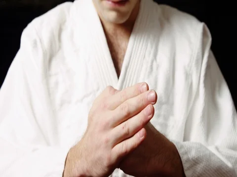 Man preparing for karate Stock Footage 72296413