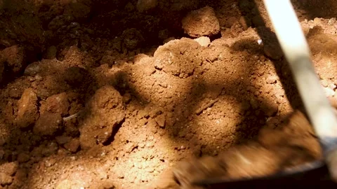 Man preparing the land with a hoe Stock Footage 148699274