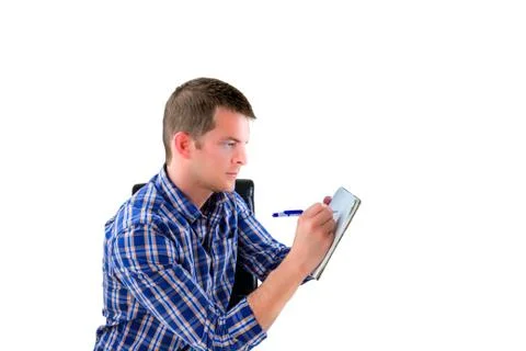 Man preparing a list Stock Photos