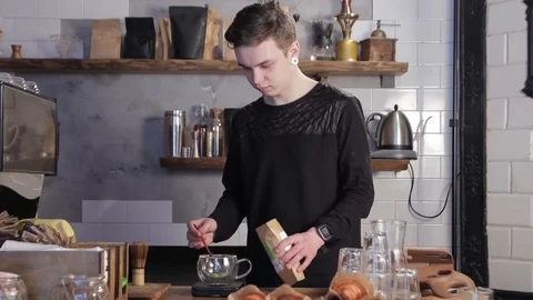 Man preparing Matcha green tea. Stock Footage 122501587