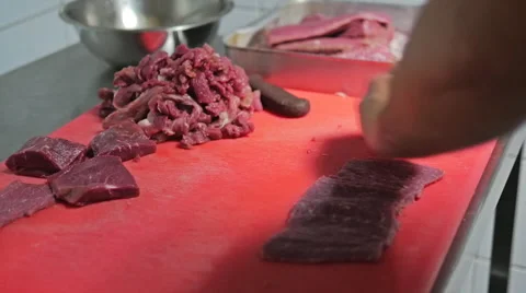 Man preparing meat for Kebab Stock Footage 40975135