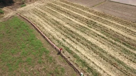 A man preparing plastic drain pipe for rice field Video stock 68361519