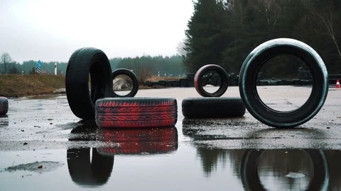 Man preparing race track for drift race Stock Footage 71594426