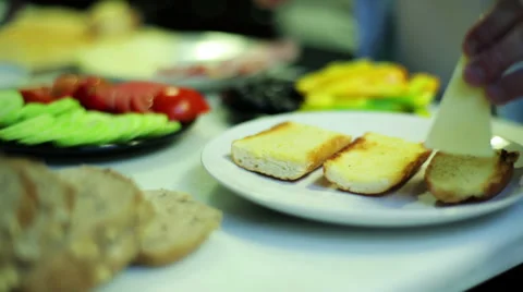 Man preparing sandwiches in the kitchen Stock-Footage 36778739