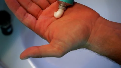 A man preparing shaving cream to shave beard him beard Stock Footage 88239787