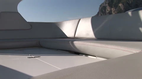 Man preparing sofa on a small boat Stock Footage 50968220