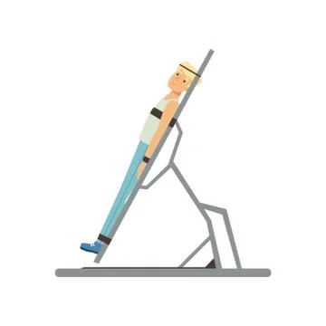 Man preparing for space flight on special simulator. Concept of examination and Stock Illustration